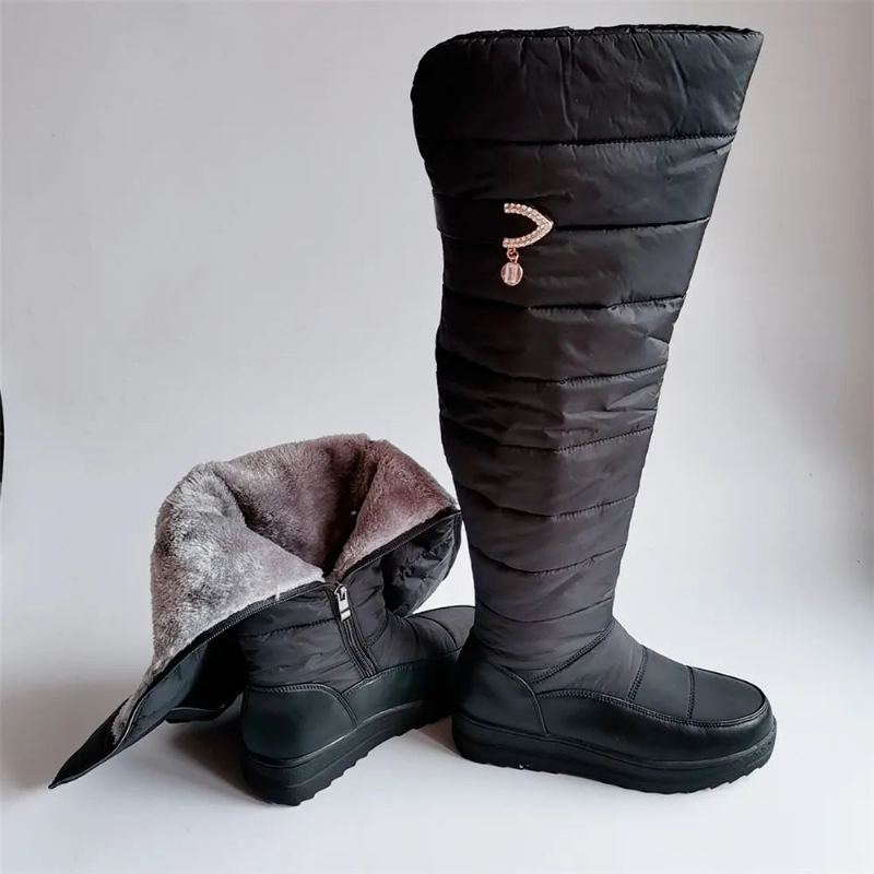 Bottes Chaudes En Peluche Pour Femmes Chaussures D'hiver À Plateforme - Noir