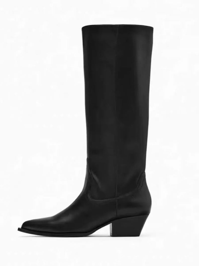 Bottes Femme Chaussures Sexy Cuissardes Talons Hauts Sexy-femmes D'hiver Pluie Med Dames - Noir