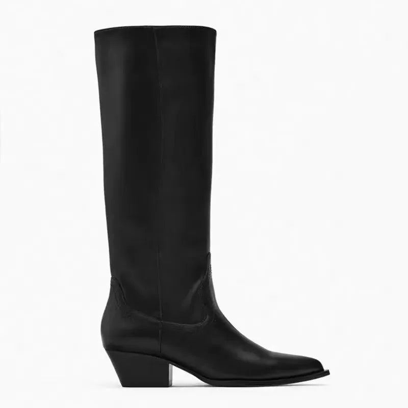 Bottes Femme Chaussures Sexy Cuissardes Talons Hauts Sexy-femmes D'hiver Pluie Med Dames - Noir