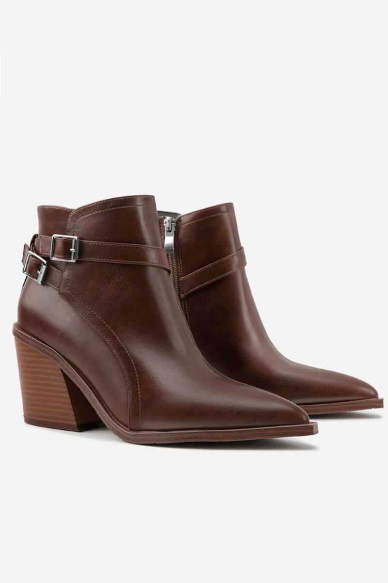 Bottines Chelsea D'hiver À Bout Pointu Pour Femmes Rétro À Talons Hauts Épais