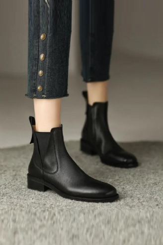 Bottines Courtes En Cuir Véritable Pour Femme Chaussures D'automne Et D'hiver