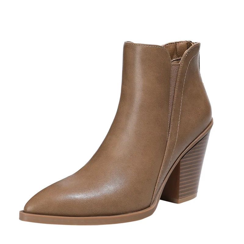 Bottines En Cuir Chaussures D'automne Pour Femmes - Noir