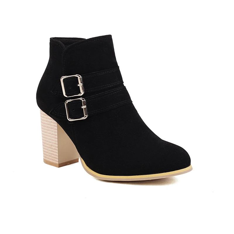 Bottines Troupeau Pour Femmes Bottes Courtes Élégantes Automne Hiver - Noir