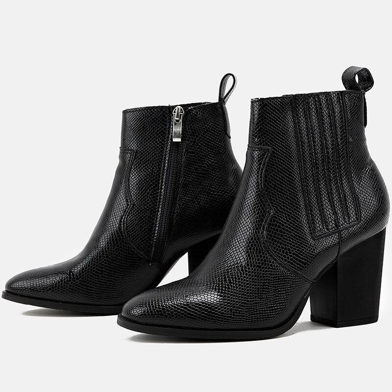 Femmes Bottes Talons Hauts Chaussures D'hiver Pour Bottines Hiver Noir - Noir