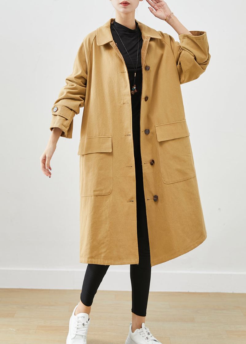 Boutique Café Vêtements Surdimensionnés Des Deux Côtés Trench-coat En Velours Côtelé Automne - Trenchs femmes