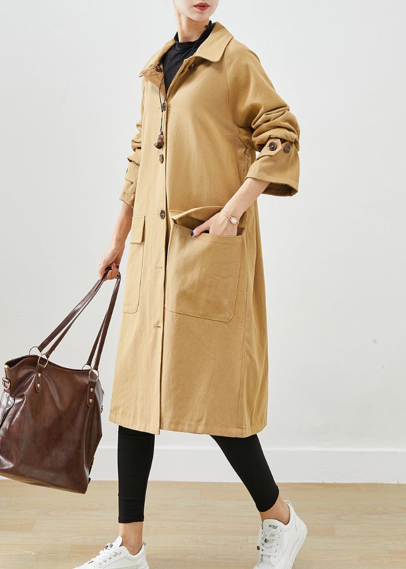 Boutique Café Vêtements Surdimensionnés Des Deux Côtés Trench-coat En Velours Côtelé Automne - Trenchs femmes