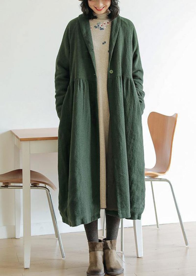 Italien Vert Fine Outwear Tunique Tops Manteau D'hiver Cintré