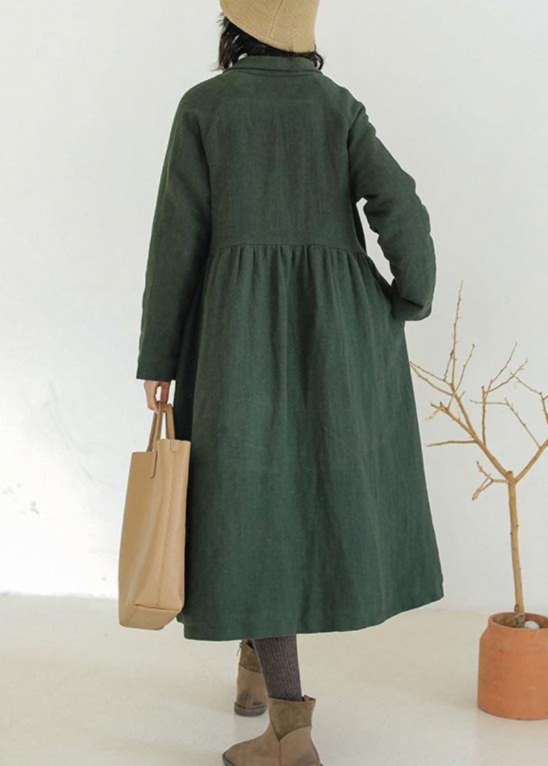 Italien Vert Fine Outwear Tunique Tops Manteau D'hiver Cintré - Trenchs femmes