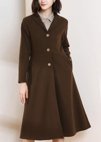 Magnifique Trench-coat Chocolat Grande Taille Motif À Gros Ourlet Manteaux De Printemps Pour Femmes