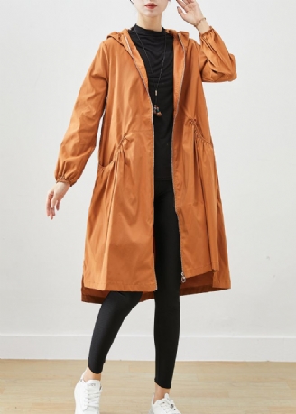 Magnifique Trench En Coton Avec Poches À Capuche Kaki Automne