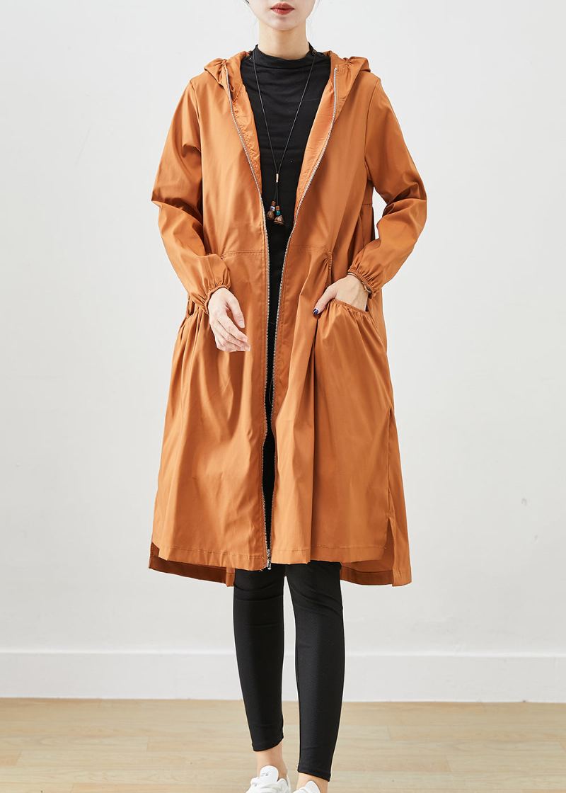 Magnifique Trench En Coton Avec Poches À Capuche Kaki Automne - Trenchs femmes