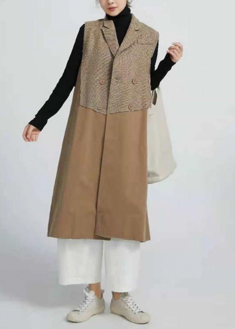 Manteau D'art En Patchwork Naturel Sans Manches Tenue De Printemps