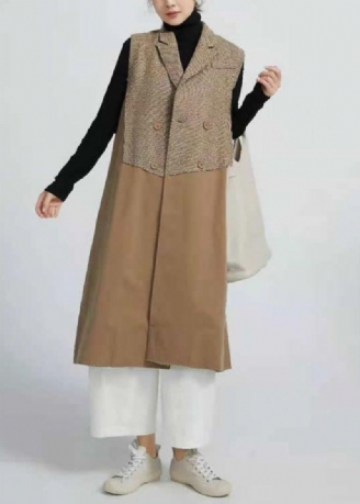 Manteau D'art En Patchwork Naturel Sans Manches Tenue De Printemps