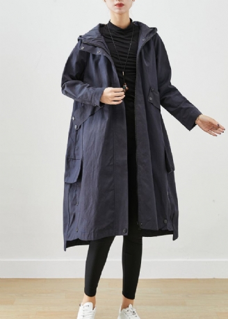 Manteau En Coton Surdimensionné Avec Poches En Patchwork Bleu Marine Moderne Vêtements D'extérieur Automne