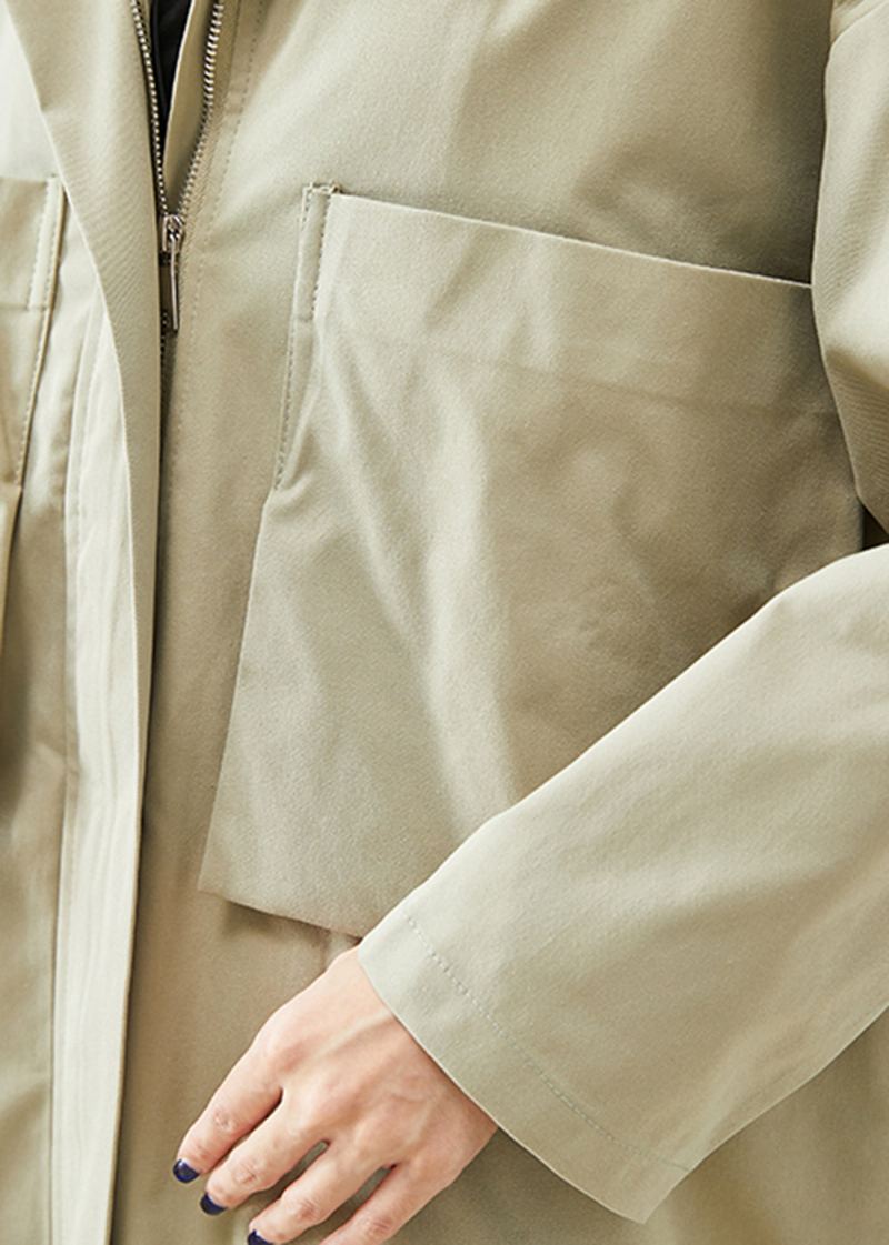 Manteau En Coton Surdimensionné Beige Français À Grandes Poches Vêtements D'extérieur D'automne - Trenchs femmes