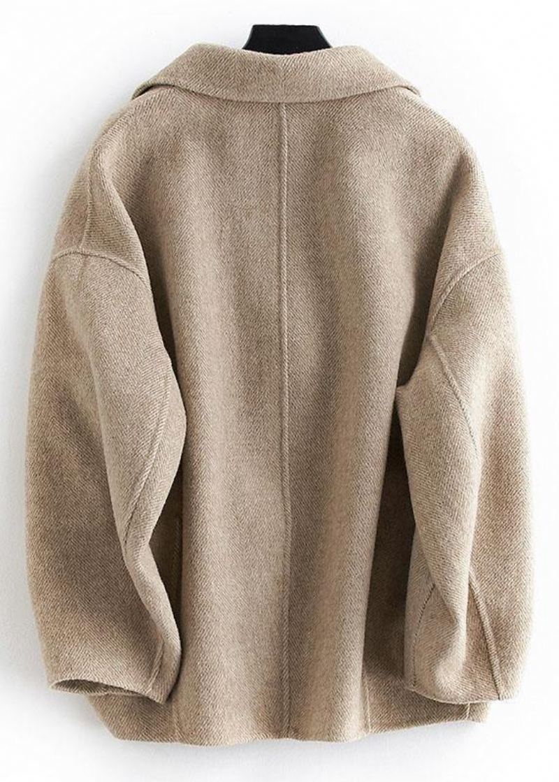 Manteau Oversize De Longueur Moyenne Button Down Nude Pardessus En Laine Crantée - Trenchs femmes