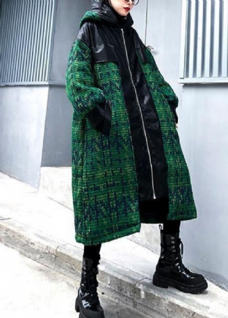 Manteau Tricoté Esthétique Tendance Grande Taille Manteaux Vert À Capuche Et Fermeture Éclair