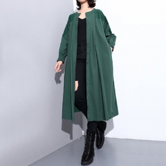 Manteau Vert Vintage Grande Taille Col Montant D'hiver Femmes Poches Patchwork Manteaux