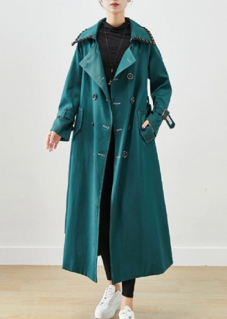 Manteaux En Coton Élégants À Double Poitrine Vert Blacksih Avec Poches Automne