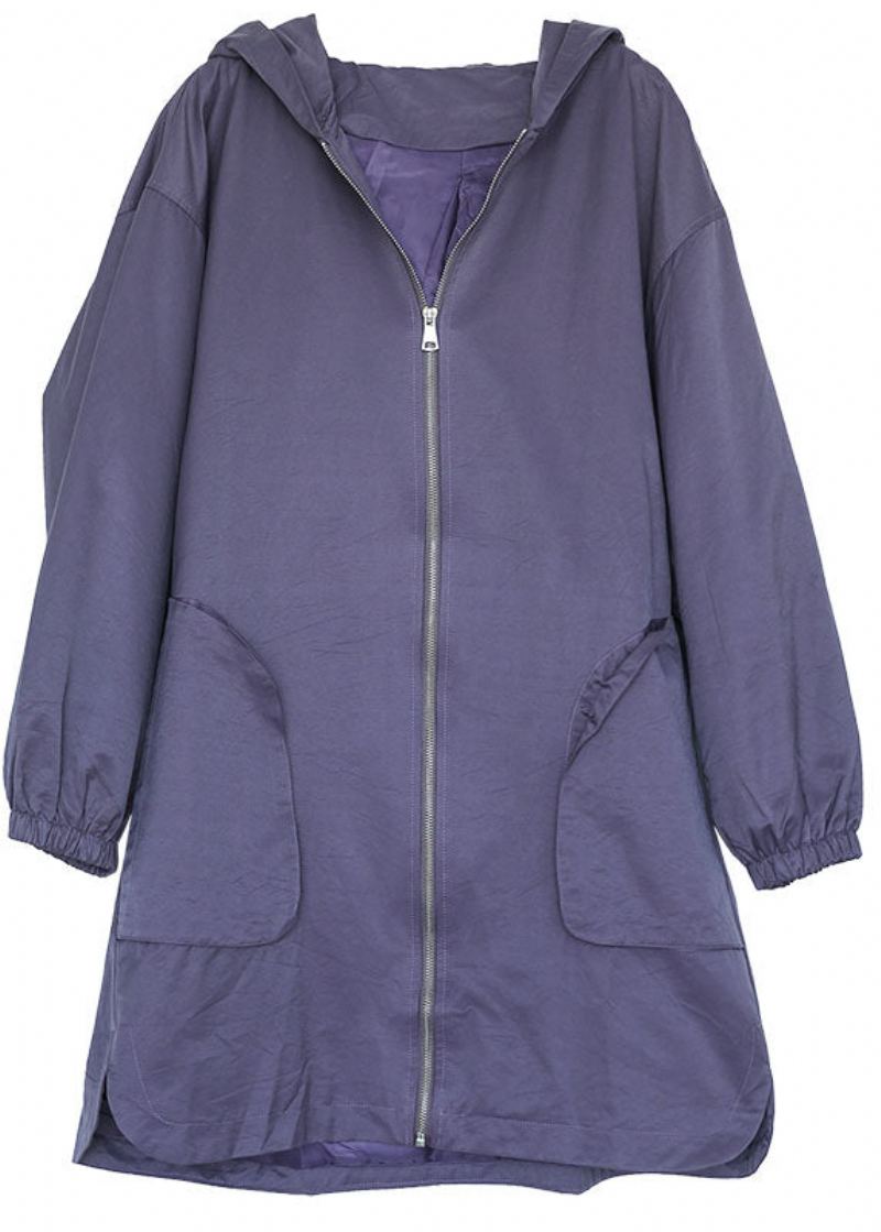 Manteaux En Coton Violet Surdimensionnés À Grandes Poches Pour Femmes Automne - Violet