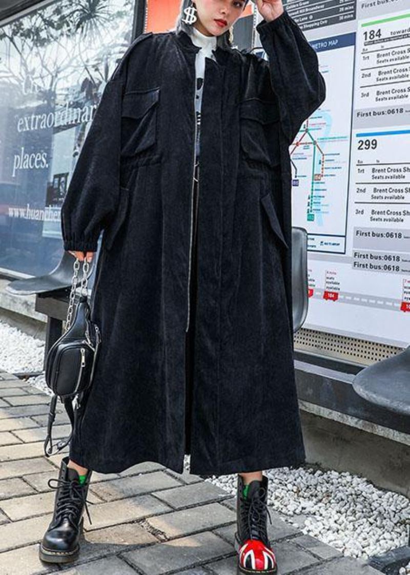 Manteaux De Mode À Fermeture Éclair Biologique Pour Femmes Vêtements D'extérieur Noirs Grande Taille Automne