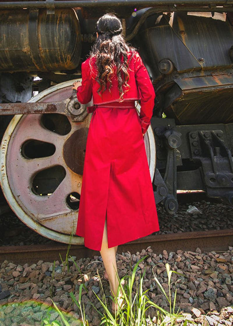 Mûrier Fin Col Claudine Cravate Taille Coton Trench Printemps - Trenchs femmes