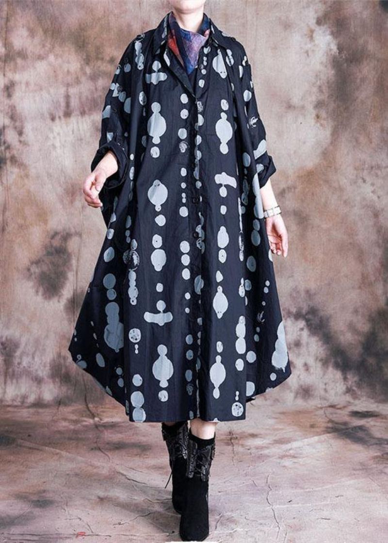 Robes Matelassées Italiennes À Pois Noirs Caftan Asymétrique À Revers D'automne