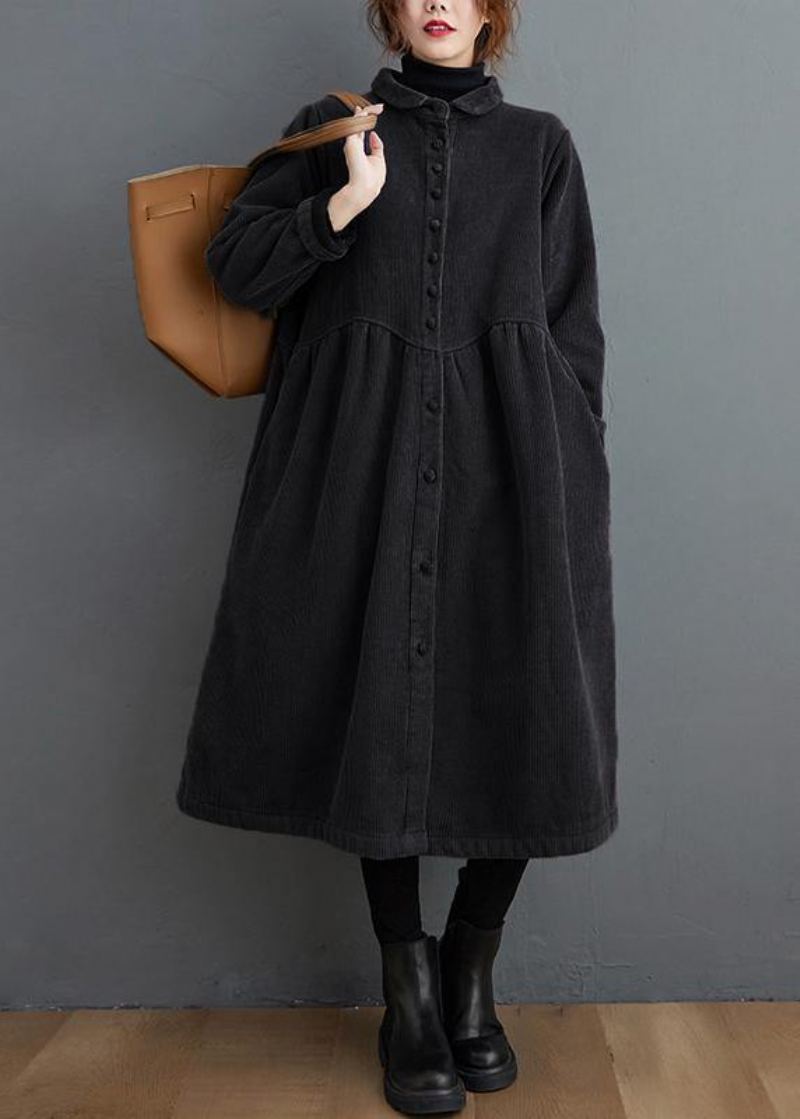 Style Épais Cintré Fin Trench-coat Noir Manteaux Surdimensionnés