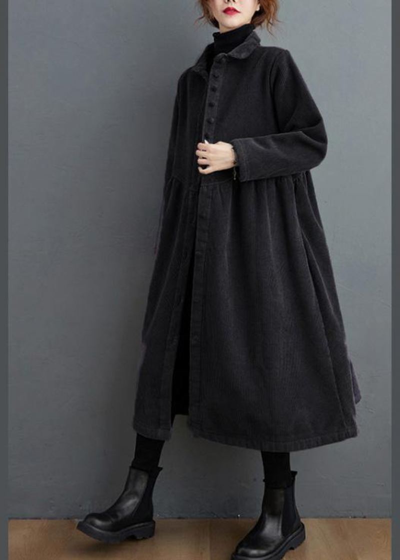 Style Épais Cintré Fin Trench-coat Noir Manteaux Surdimensionnés - Noir