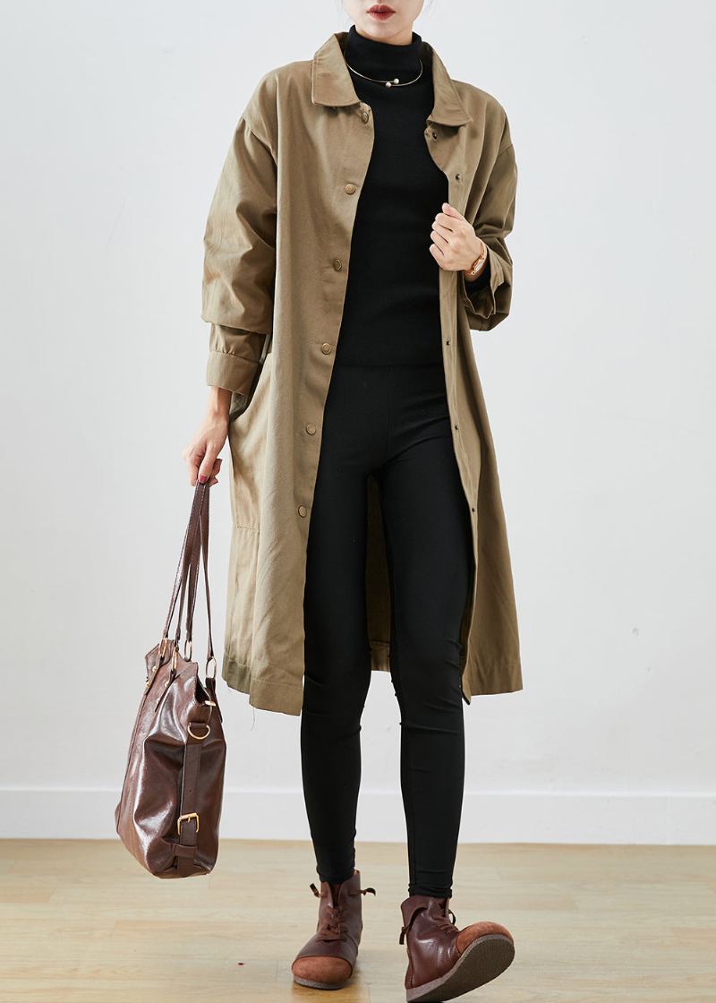 Style Kaki Poches Surdimensionnées Trench-coat En Coton Automne - Trenchs femmes