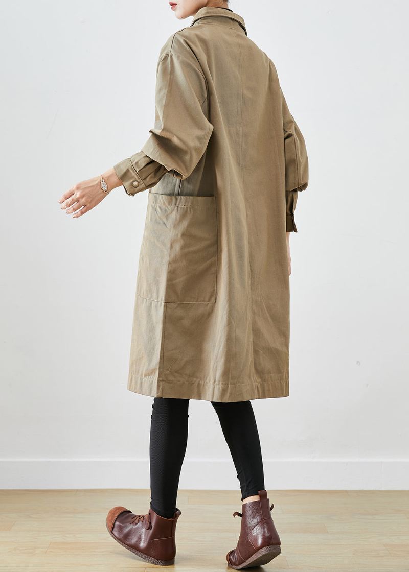 Style Kaki Poches Surdimensionnées Trench-coat En Coton Automne - Trenchs femmes