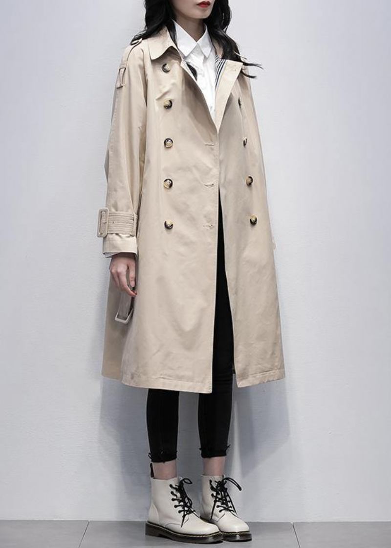 Trench-coat Ample Kaki Grande Taille Manteau De Travail Pour Femmes Cravate Crantée À La - Trenchs femmes