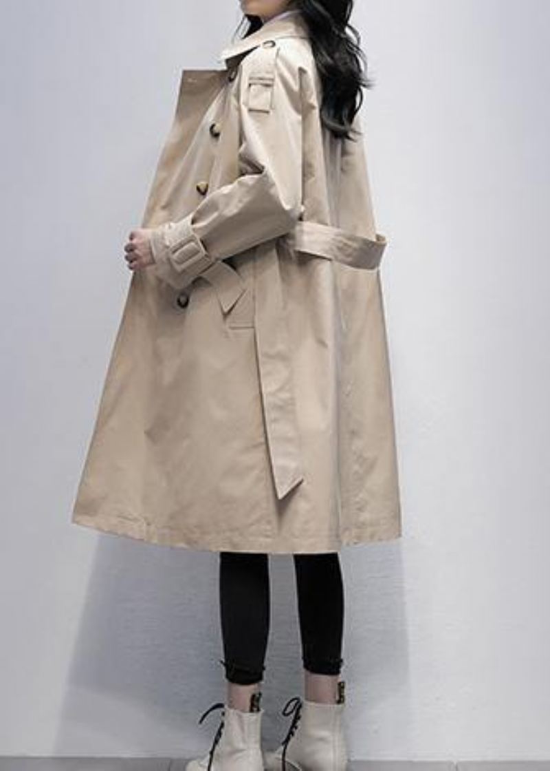 Trench-coat Ample Kaki Grande Taille Manteau De Travail Pour Femmes Cravate Crantée À La - Trenchs femmes