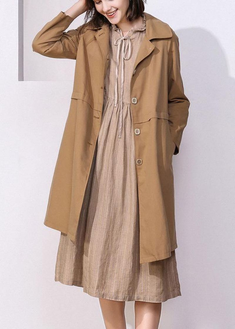 Trench-coat Fin Kaki Pour Femme Inspiration Vestes De Printemps À Manches Longues