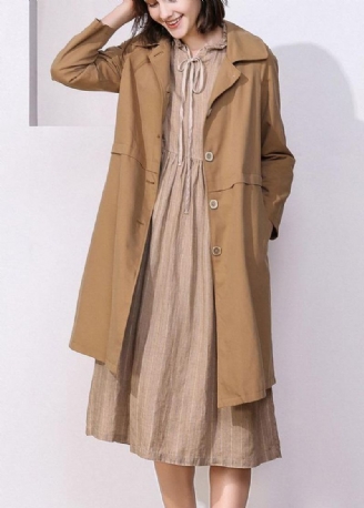 Trench-coat Fin Kaki Pour Femme Inspiration Vestes De Printemps À Manches Longues