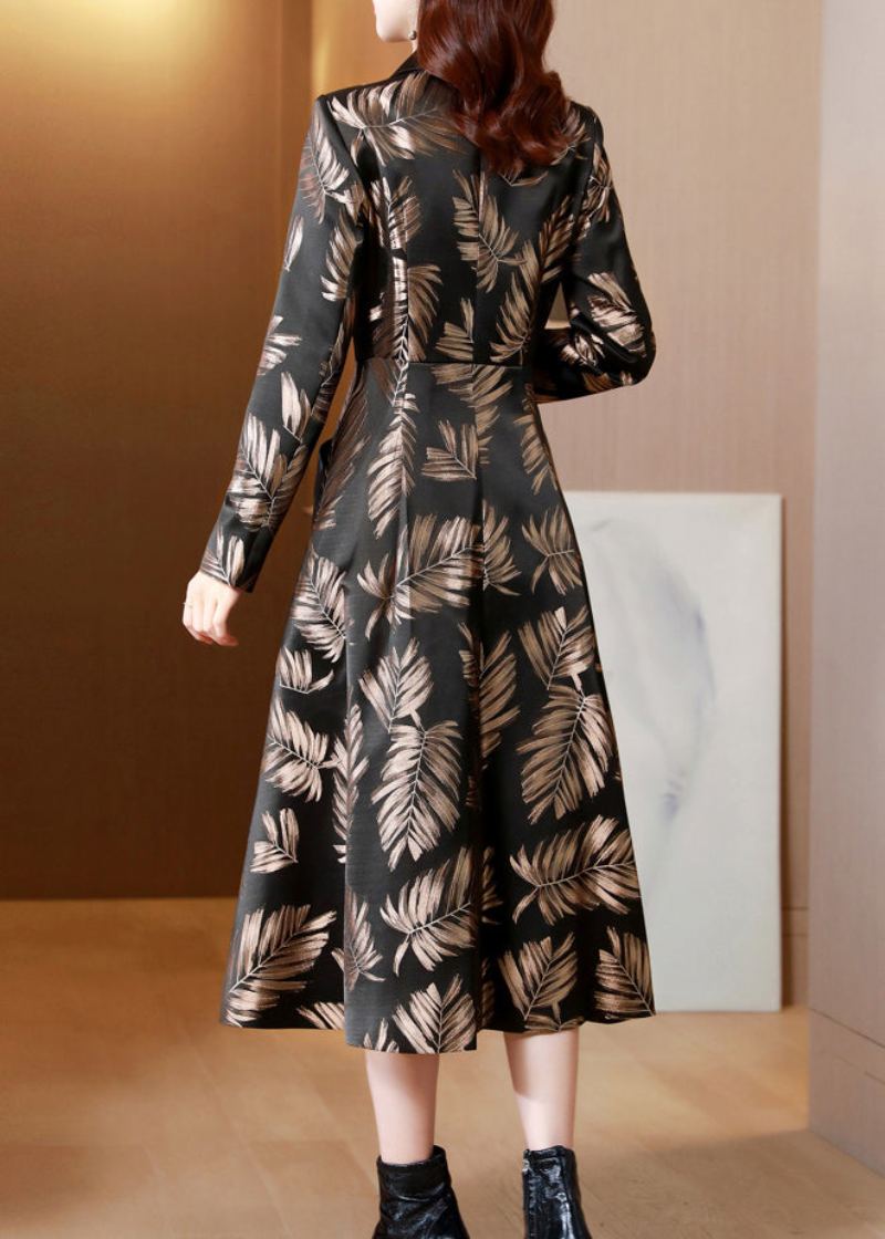 Trench-coat Long En Coton Avec Poches Et Ceintures Noires En Jacquard Automne - Trenchs femmes