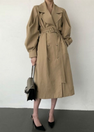 Trench-coat Surdimensionné En Coton À Double Boutonnage Kaki Français Printemps