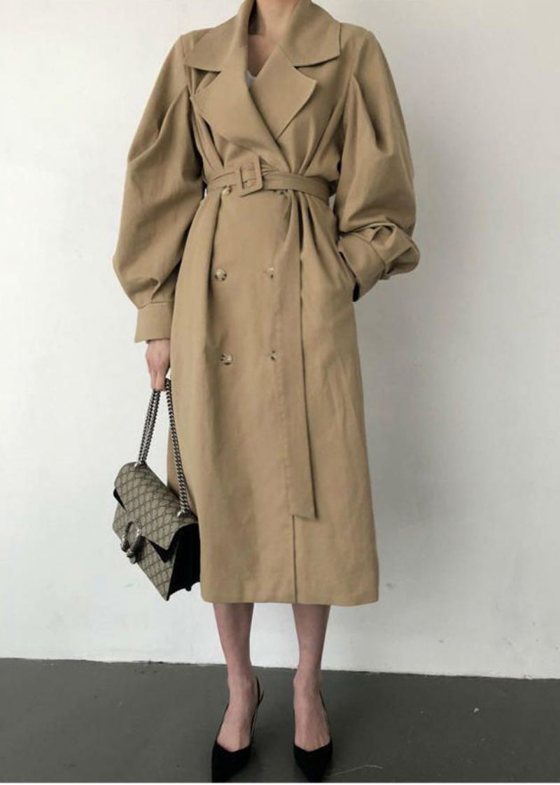 Trench-coat Surdimensionné En Coton À Double Boutonnage Kaki Français Printemps - Trenchs femmes