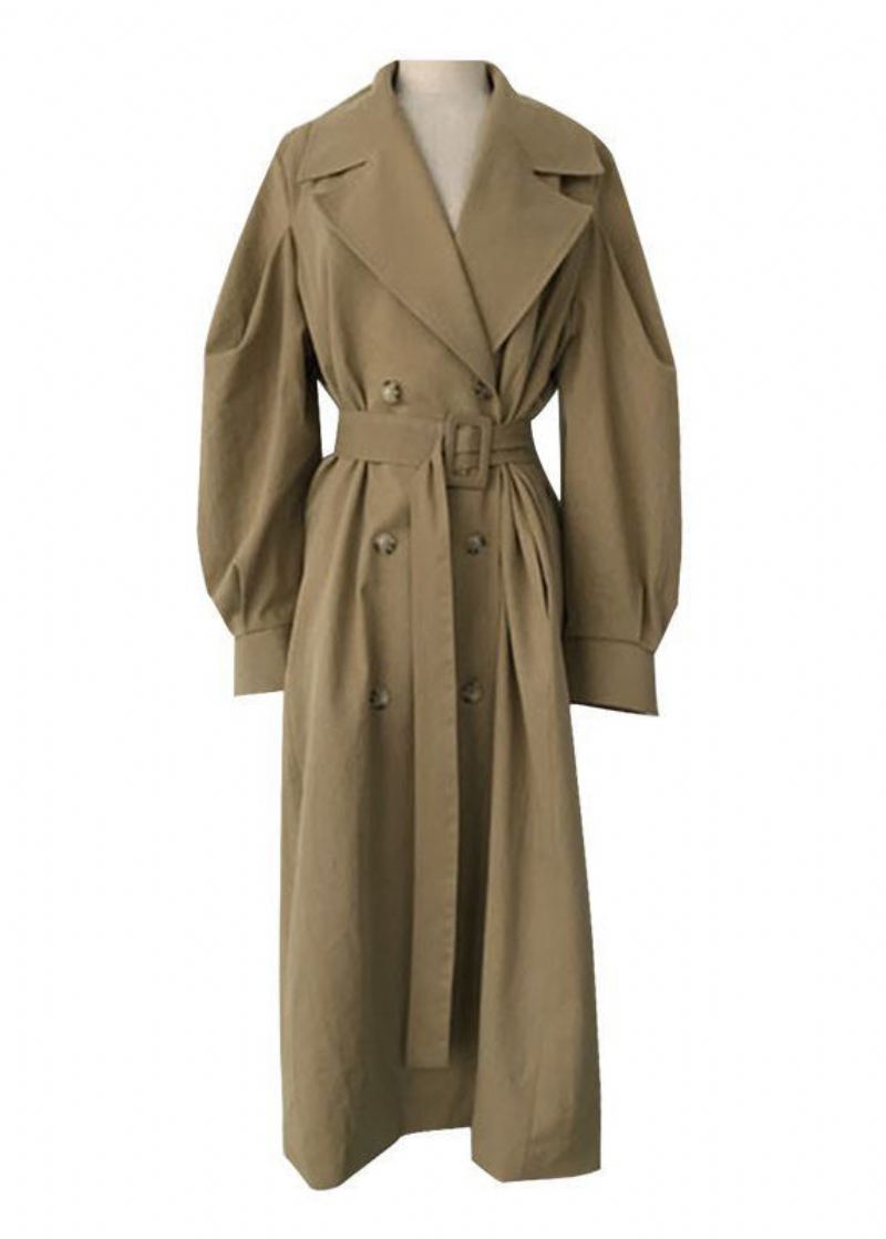 Trench-coat Surdimensionné En Coton À Double Boutonnage Kaki Français Printemps - Trenchs femmes