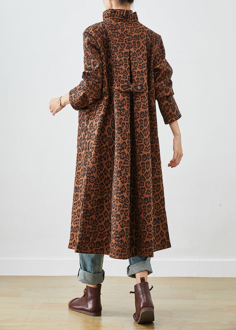 Trench-coats En Coton Imprimé Léopard Surdimensionné Boho Automne - Trenchs femmes