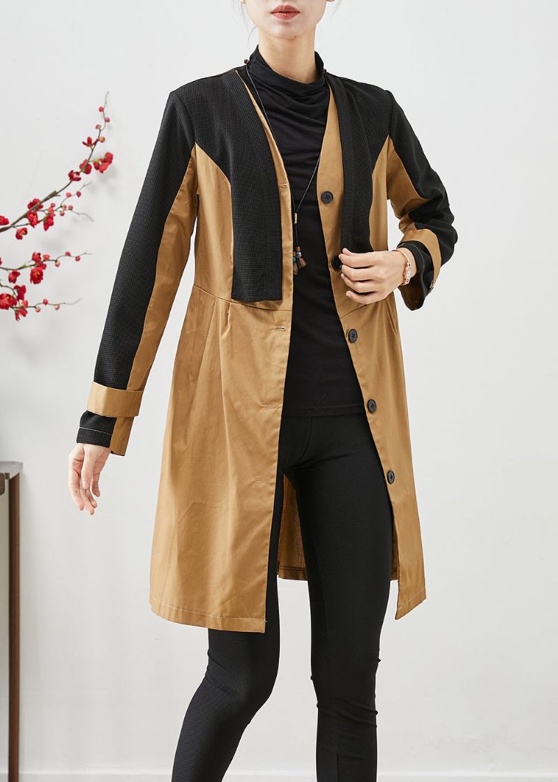 Trench En Coton Patchwork Élégant Colorblock Silm Fit Automne - Trenchs femmes