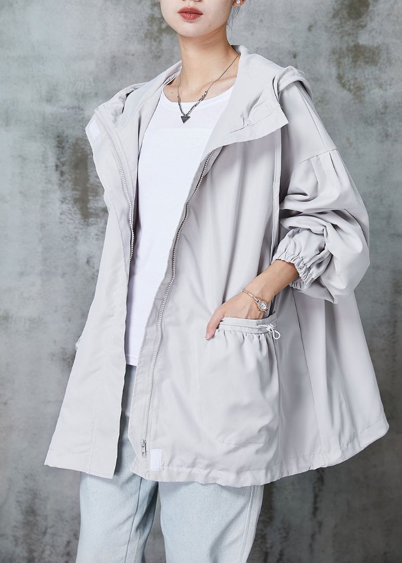 Trench En Coton Surdimensionné Beige Élégant Avec Cordon De Serrage Printemps - Trenchs femmes