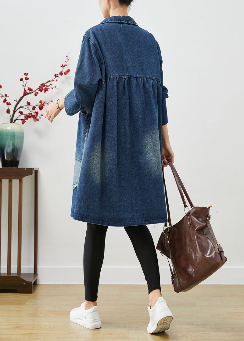 Trenchs En Denim Patchwork Asymétrique Bleu Unique Automne - Trenchs femmes