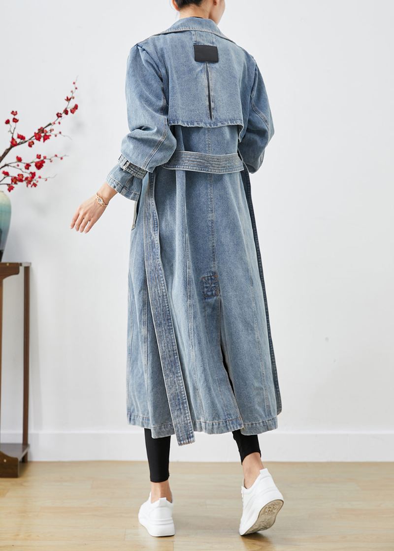 Trenchs En Denim Surdimensionnés À Double Boutonnage Bleu Clair Élégants Automne - Trenchs femmes