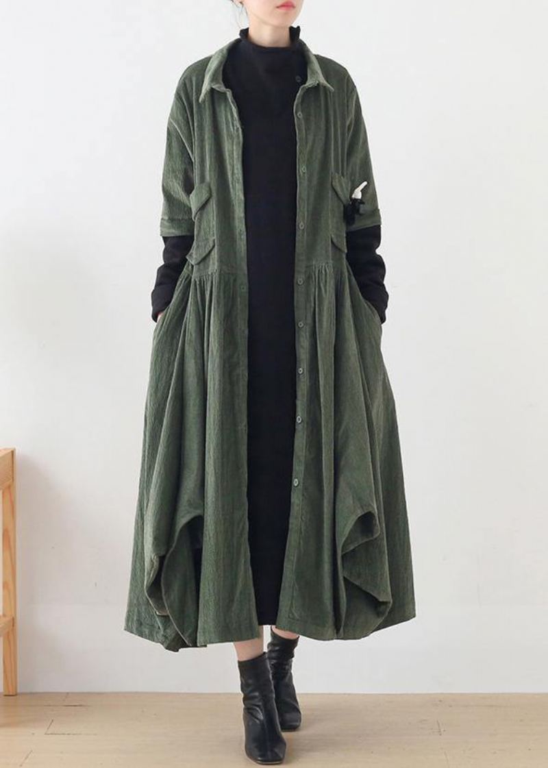 Unique Vert Mode Trench-coat Tunique Hauts Faux Deux Pièces Manteaux De Printemps