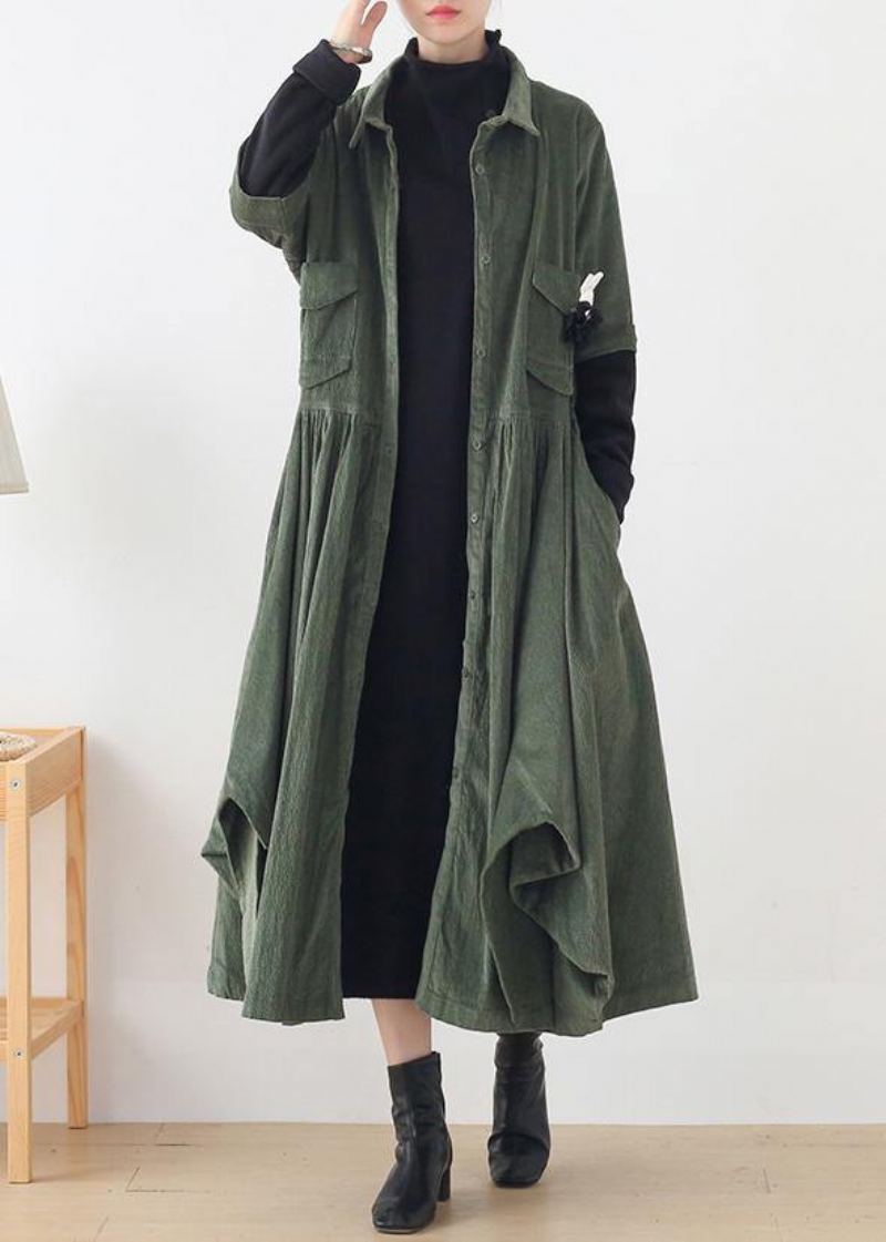 Unique Vert Mode Trench-coat Tunique Hauts Faux Deux Pièces Manteaux De Printemps - Vert