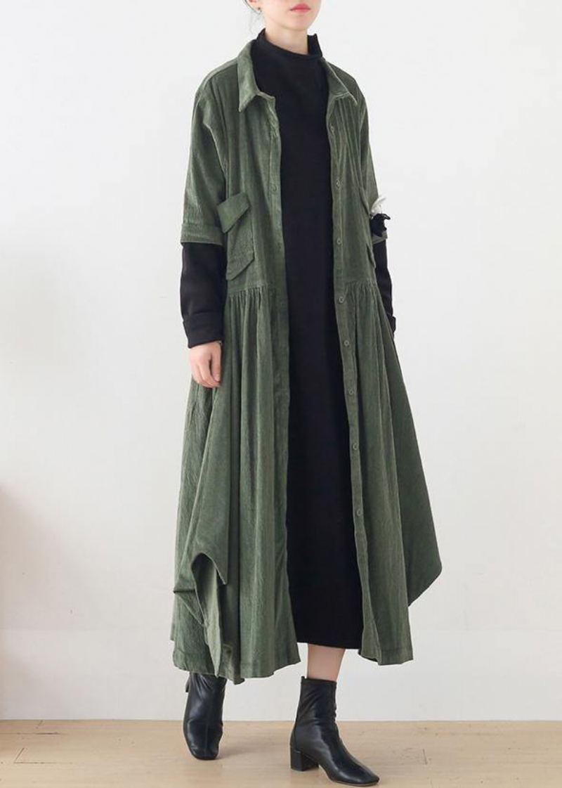 Unique Vert Mode Trench-coat Tunique Hauts Faux Deux Pièces Manteaux De Printemps - Vert