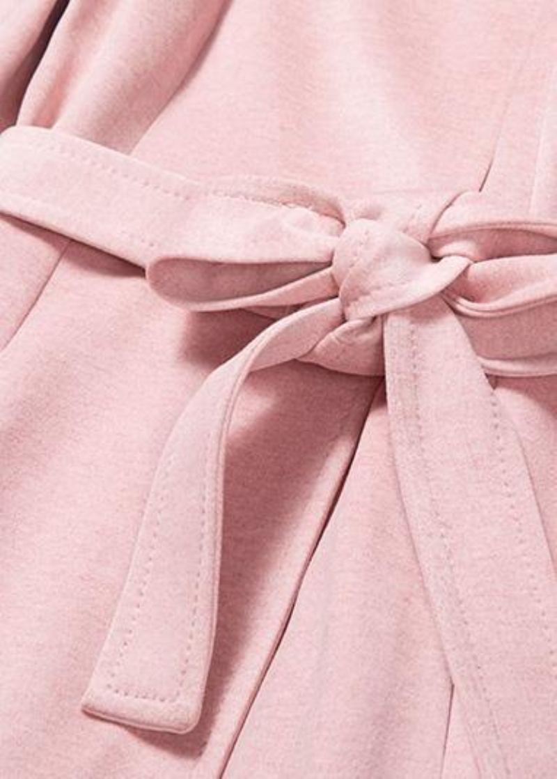 Vêtements Fins Grande Taille Vestes Manteaux À Nouer À La En Laine Sauvage Rose - Trenchs femmes