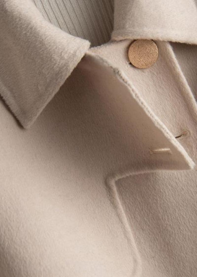 Vêtements À La Mode Beige Français Pour Femmes Armoires Manteau À Revers Avec Cravate À La Taille - Beige