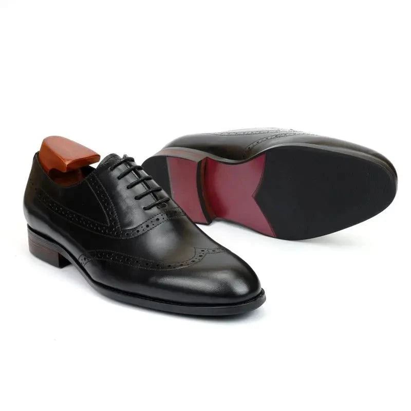 Brogue Oxford Hommes Chaussures Habillées Mariage Meilleur Homme Chaussure En Cuir Véritable À La Main Concepteur Formelles Original - Marron